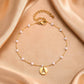 Letter Pearl Anklet [201 Stainless Steel, 18K Gold Plated]