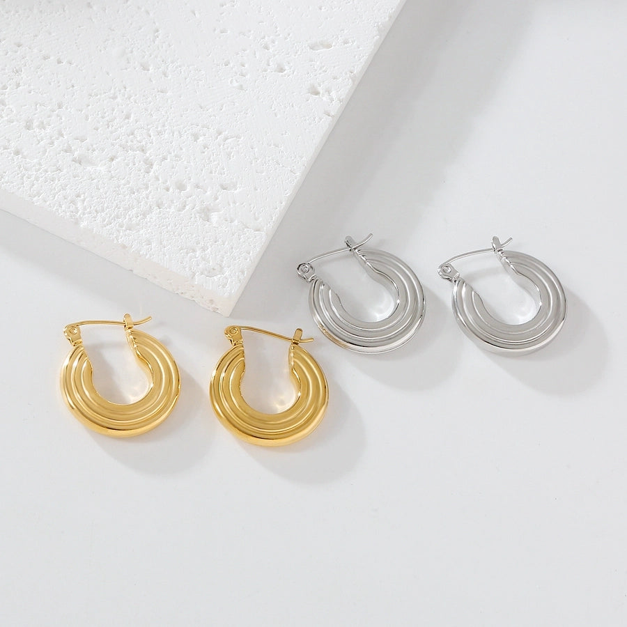 Geometric Hoop Earrings [316 Stainless Steel,18K Gold Plated]