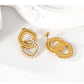 Vintage Style Double Ring Artificial Pearls Earrings [304 Stainless Steel,18K Gold Plated]