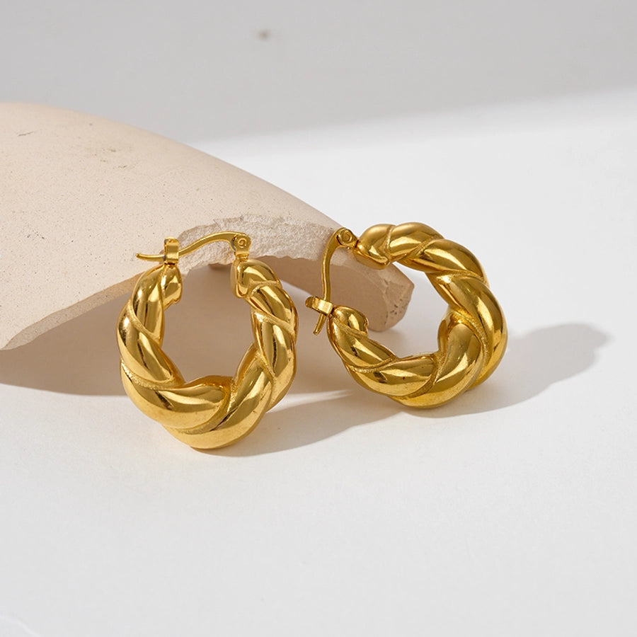 C Boucles d'oreilles de lune de forme [304 en acier inoxydable, plaqué or 14K]