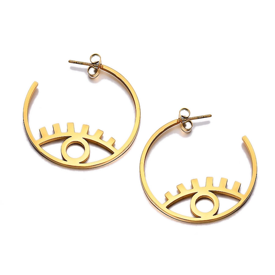 C Shape Eye Earrings [304 Stainless Steel,18K Gold Plated]