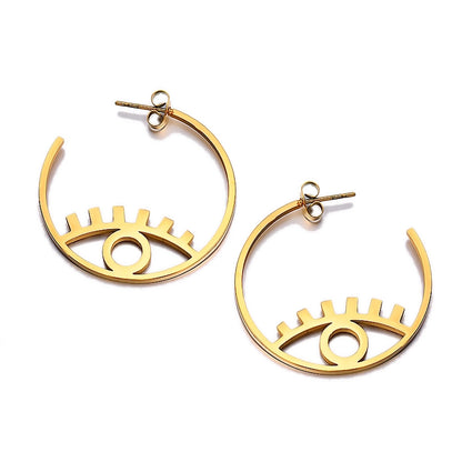 C Shape Eye Earrings [304 Stainless Steel,18K Gold Plated]