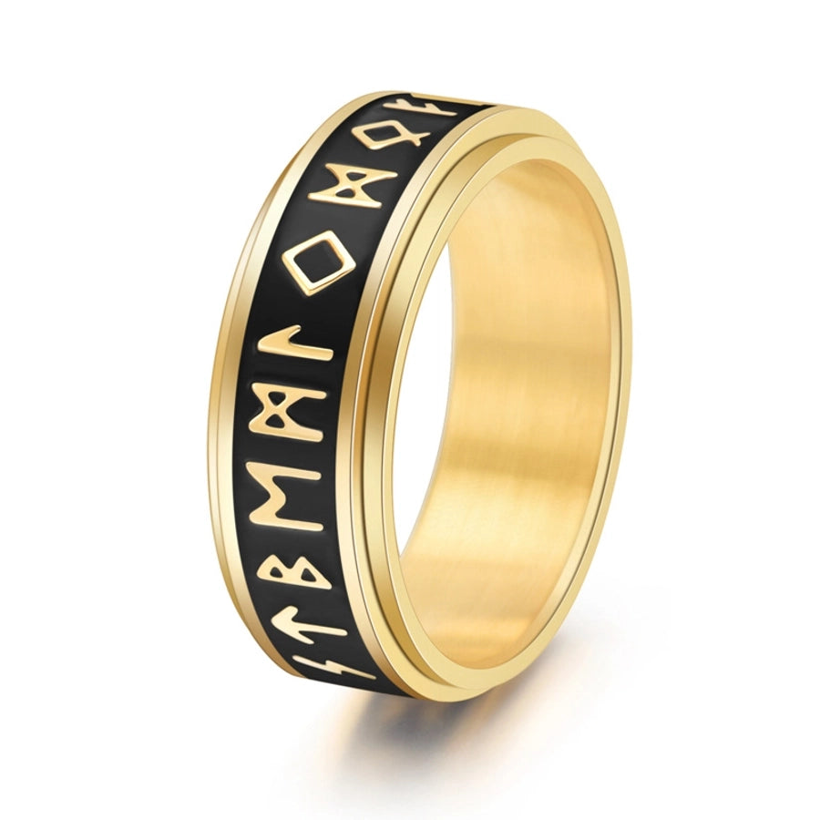 Ancient Letter Ring [304 in acciaio inossidabile 18K oro placcato]