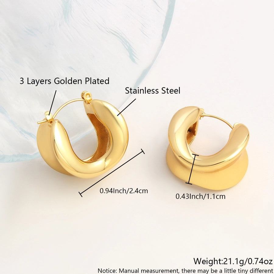 Thick Hoop Earrings [304 Stainless Steel,18K Gold Plated]