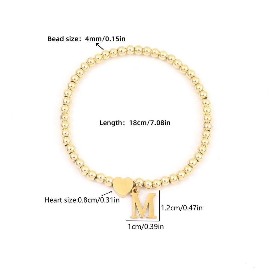 Letter Heart Beaded Bracelet [201,304 Stainless Steel]