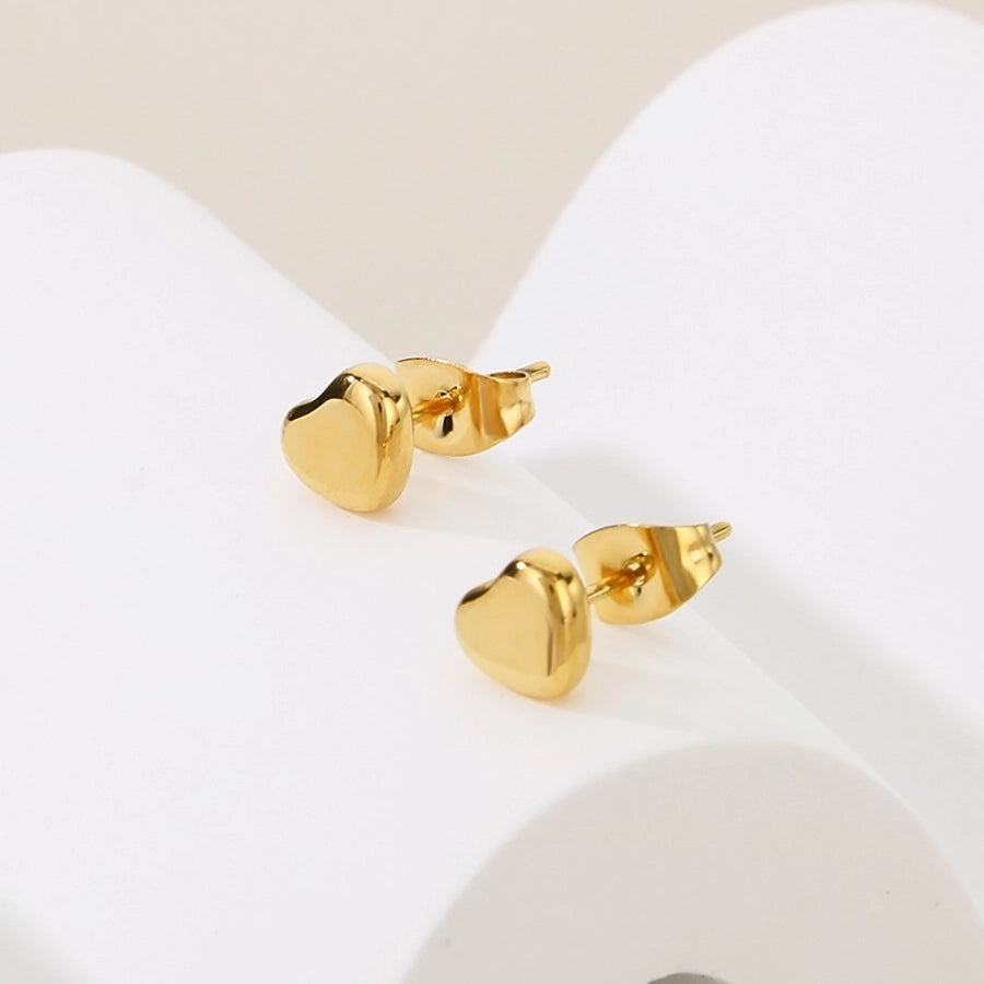 Small Heart Shape Stud Earrings [304 Stainless Steel,18K Gold Plated]