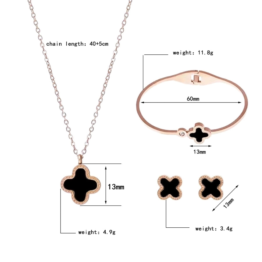 Four Leaf Clover Acrylic Jewelry Sets [304 Stainless Steel, 18K Gold Plated]