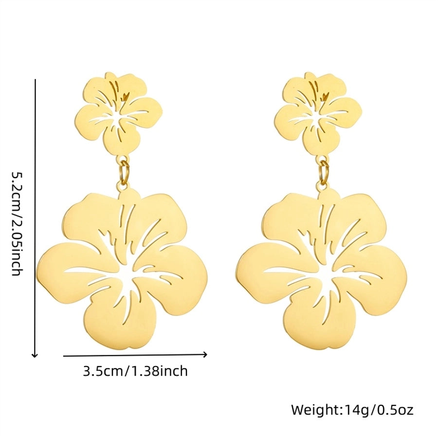 Bali Flower Hollow Earrings [304 Stainless Steel,18K Gold Plated]