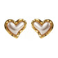 Round Square Heart Shape Pearl Earrings [304 Stainless Steel, 18K Gold Plated]