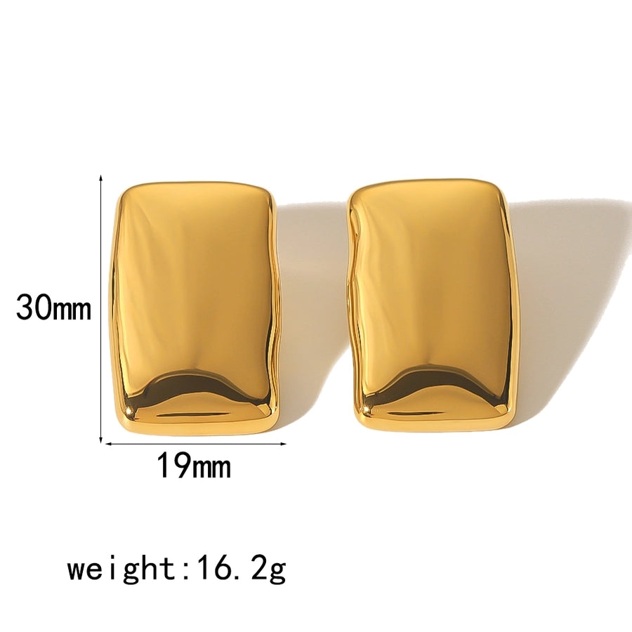 Rectangle Designs Earrings [304 Stainless Steel,18K Gold Plated]