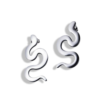 Flat Snake Earrings [304 Stainless Steel,18K Gold Plated]