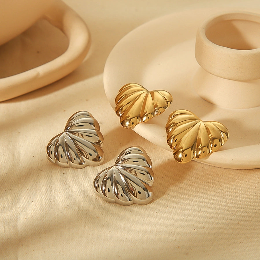 Style Heart Shape Polishing Earrings [304 Stainless Steel,18K Gold Plated]