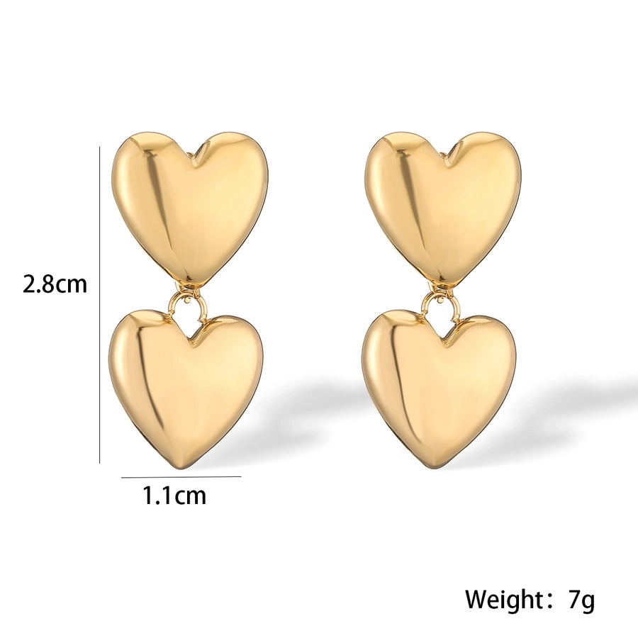 Drop Heart Shape Earrings [304 Stainless Steel]