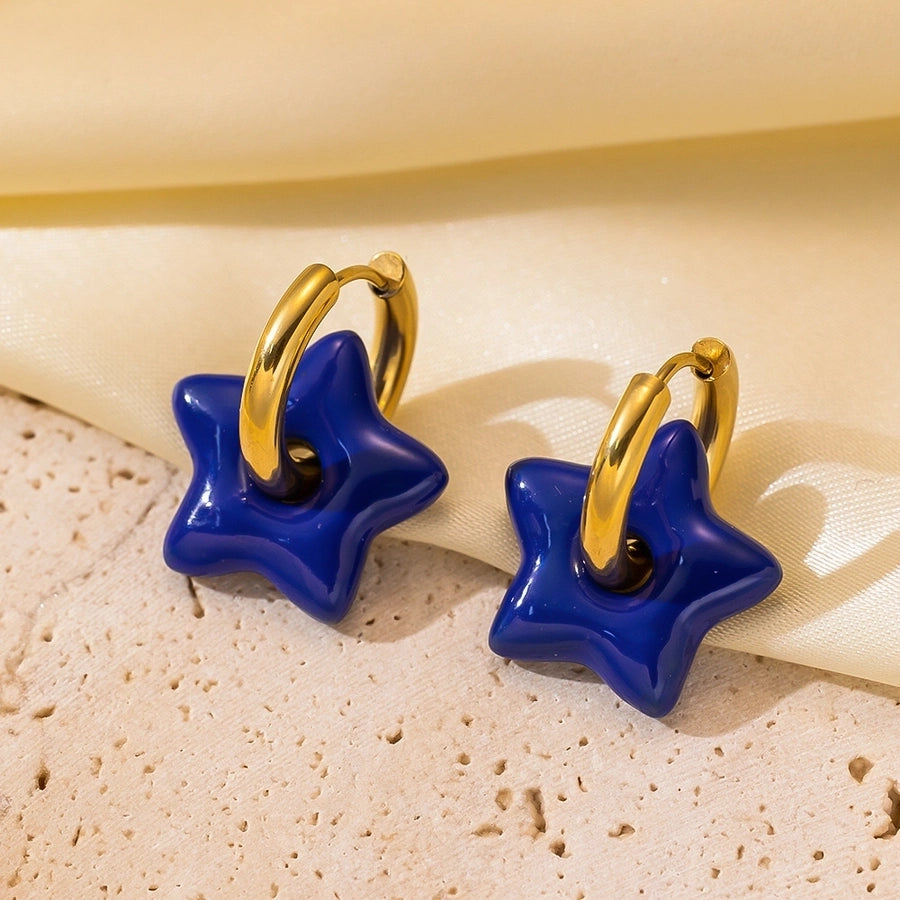 Star Enamel Earrings [316L Stainless Steel, 18K Gold Plated]