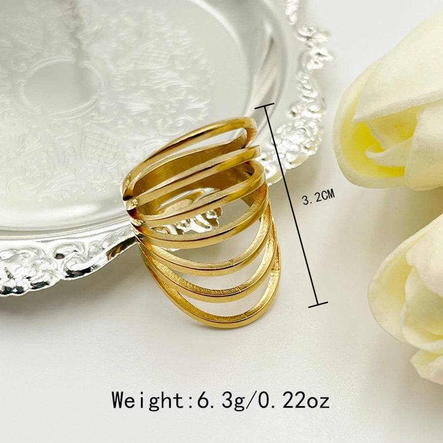 Artistic Plating Hollow Out Ring [304 Stainless Steel, 14K Gold Plated]