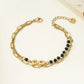 Black Beads Chain Bracelets[304 Stainless Steel, 14K Gold Plated]