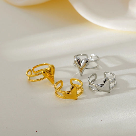 Anello aperto a forma di cuore in stile classico [304 acciaio inossidabile]