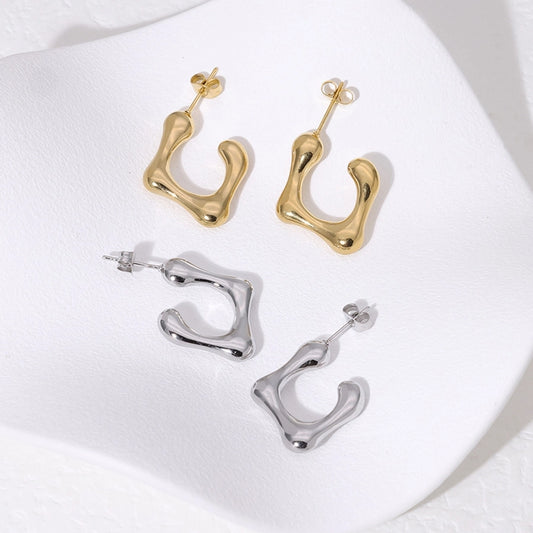 Irregular Solid Color Earrings [304 Stainless Steel,18K Gold Plated]