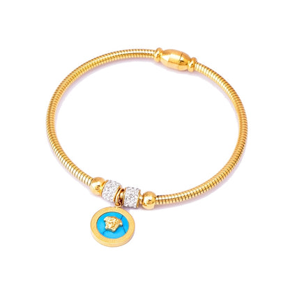 Tree/Eye/Flower Bracelets Bangle [304 Stainless Steel,18K Gold Plated]