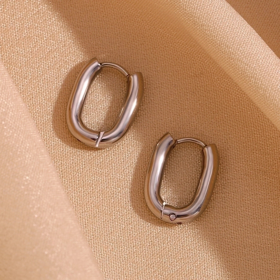 Oval Thick Earrings [304 Stainless Steel,18K Gold Plated]