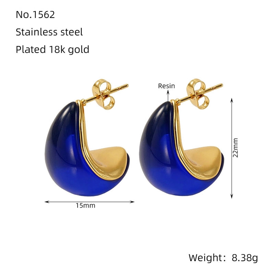 Tropical Water Droplets Resin Earrings [304 Stainless Steel, 18K Gold Plated]