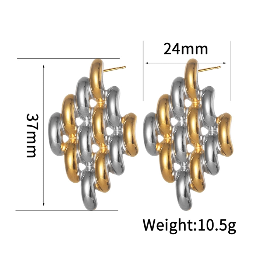 Twee -toon oorbellen [304 roestvrij staal, 18K vergulde goud]