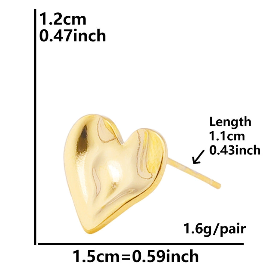 Heart Shape Earrings [304 Stainless Steel,18K Gold Plated]