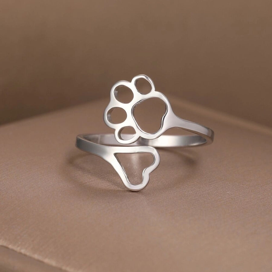 Paw Print Open Ring [304 Stainless Steel 18K Gold Plated]