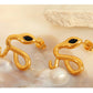 Snake Rhinestones Earrings [304 Stainless Steel,18K Gold Plated]