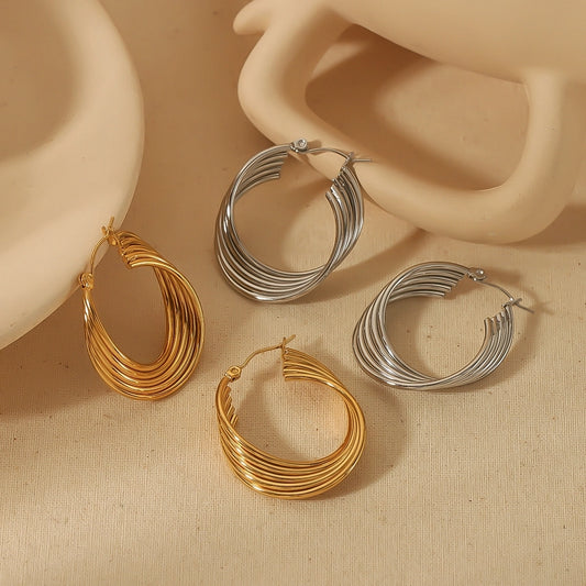 U Shape Geometric Earrings [304 Stainless Steel,18K Gold Plated]