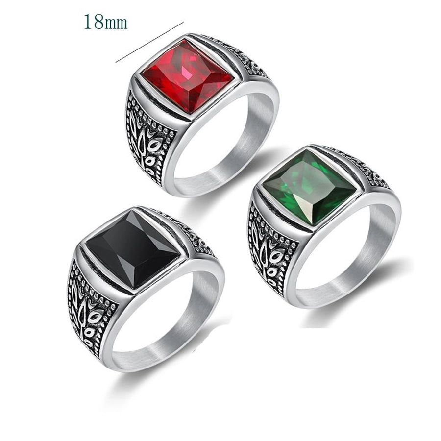 Retro Geometrisk rustfrit stål Inlay Artificial Gemstones Men's Rings