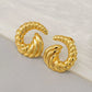 Swirl Croissant Polishing  Ear Studs [304 Stainless Steel,18K Gold Plated]