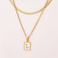 Letter RectanglePendant Necklace[304 Stainless Steel, 18K Gold Plated]