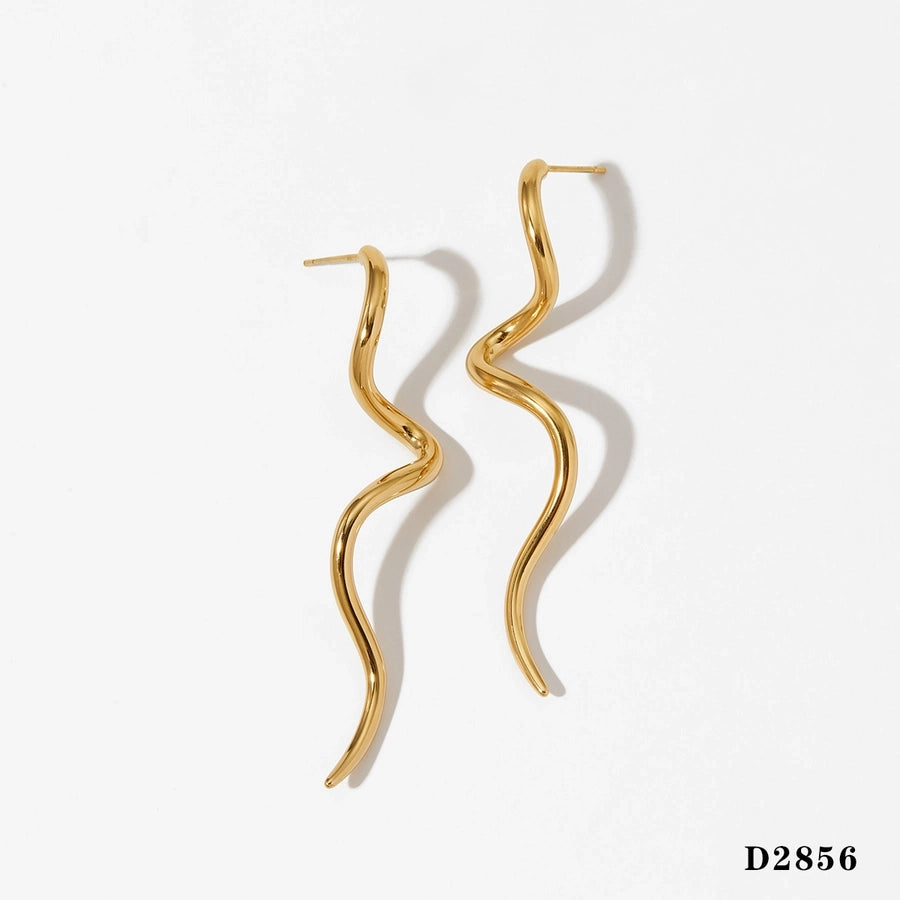 Artistic Lines Earrings [316 Stainless Steel,16K Gold Plated]