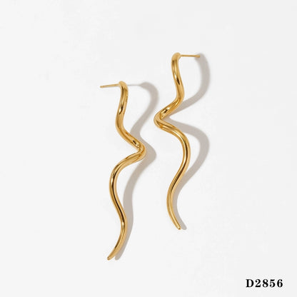 Artistic Lines Earrings [316 Stainless Steel,16K Gold Plated]