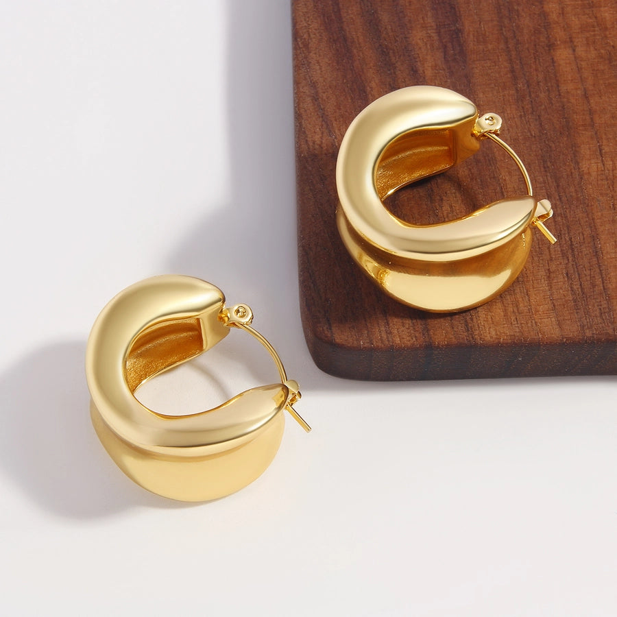 Thick Hoop Earrings [304 Stainless Steel,18K Gold Plated]