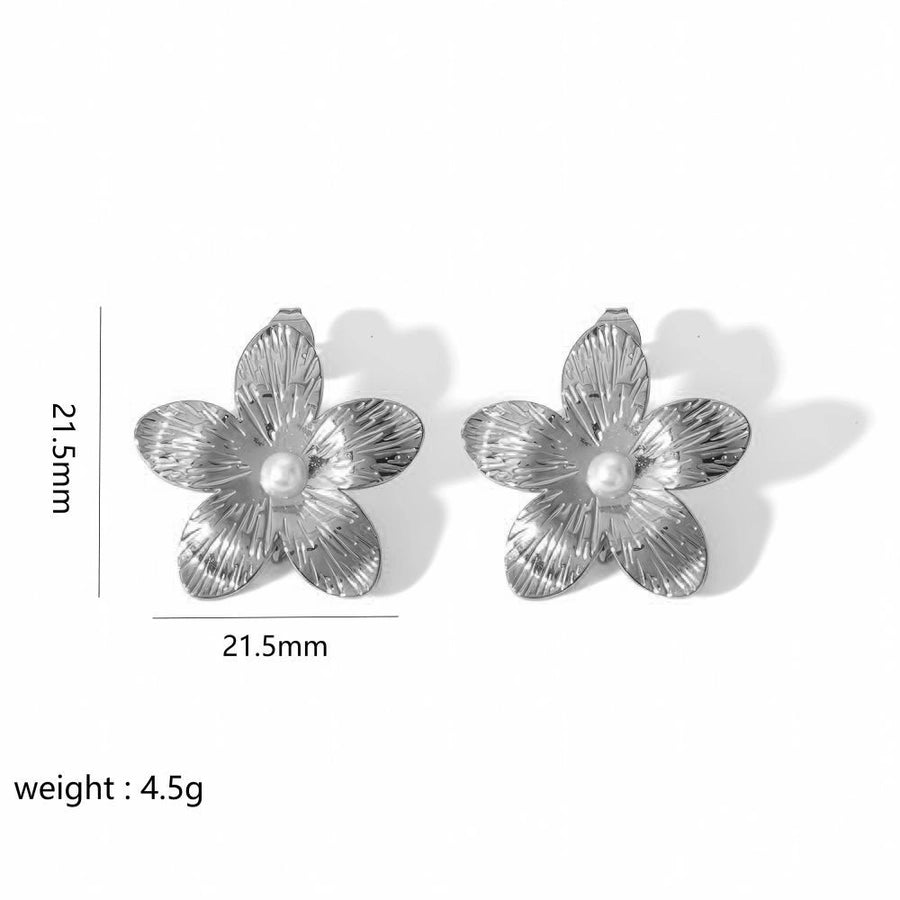 Projetos de mistura Brincos de queda de pétala de flores [304 Aço inoxidável]