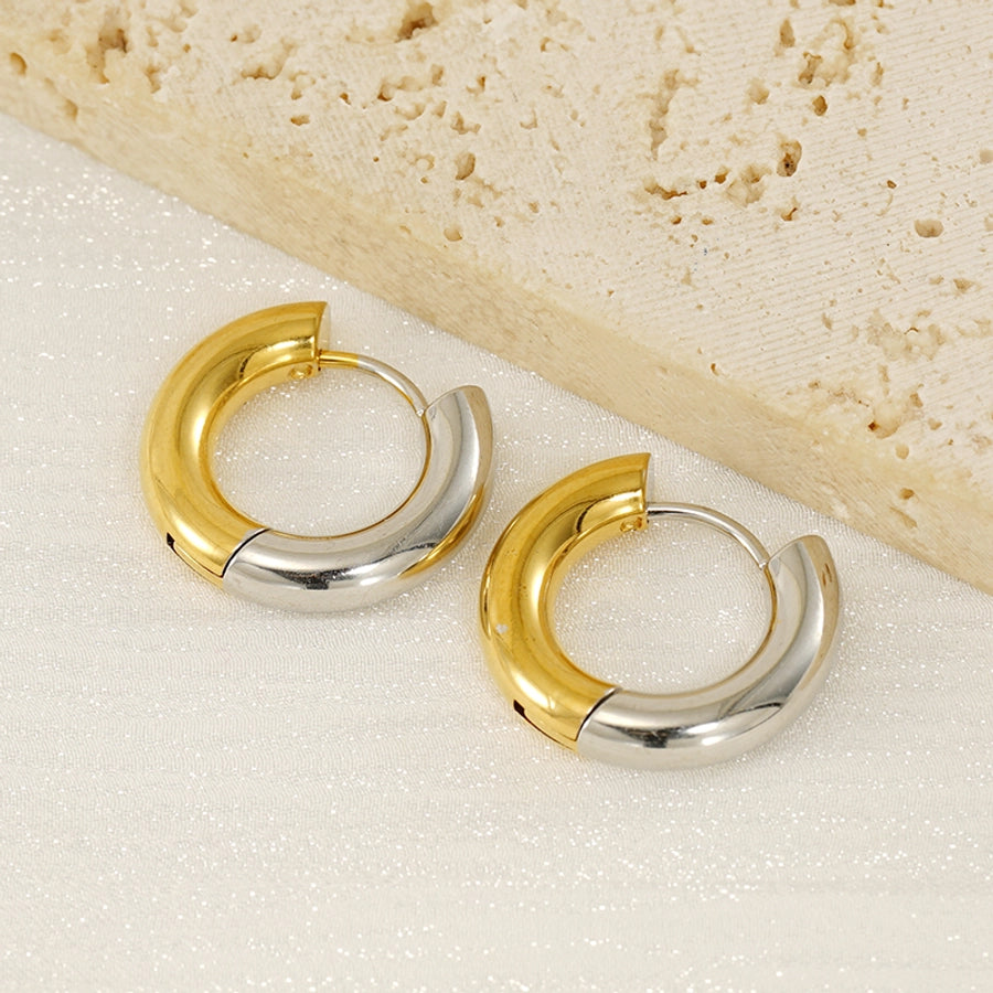 Silva Gold Hoop Earrings [304 Stainless Steel,18K Gold Plated]