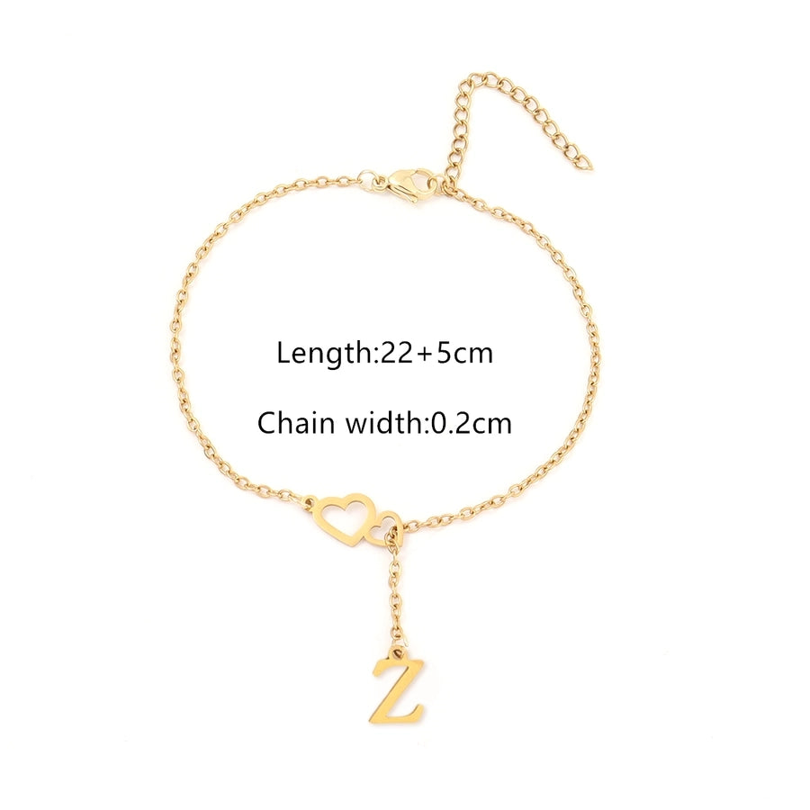 Double Heart Letter 2Anklet [201,304 Stainless Steel]