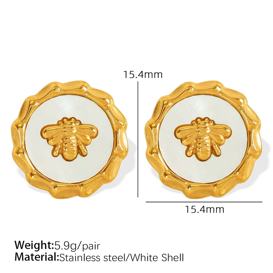 Fly Stud Earrings [304 Stainless Steel,18K Gold Plated]