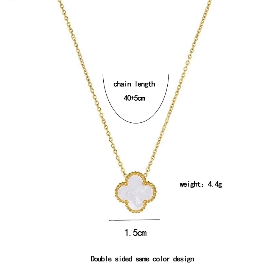 Luxurious Four Leaf Clover Acrylic Necklace [304 Stainless Steel,18K Gold Plated]