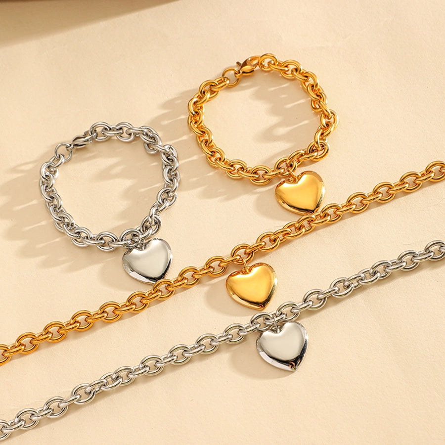 Heart Shape Cable Chain Bracelets/Necklace [304 Stainless Steel]