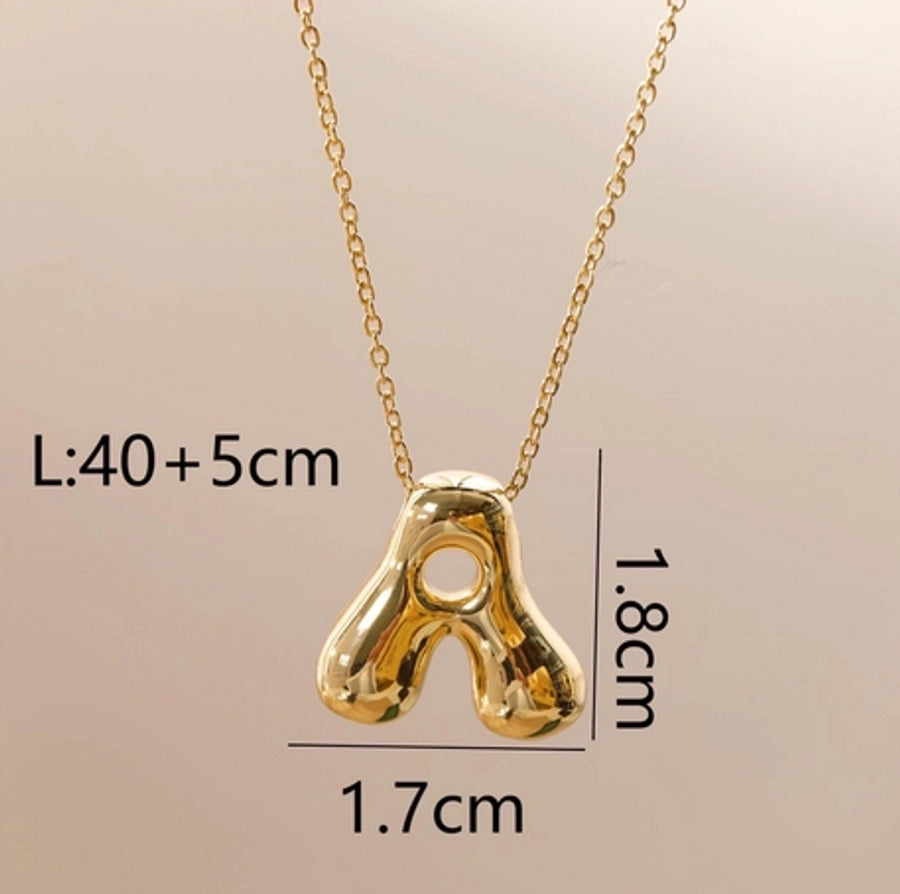 Letter Chain Pendant Necklace [304 Stainless Steel,18K Gold Plated]