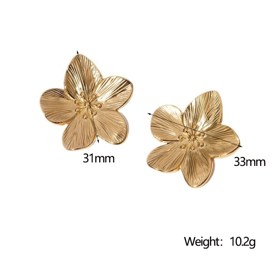 Flower Earrings [304 Stainless Steel,18K Gold Plated]