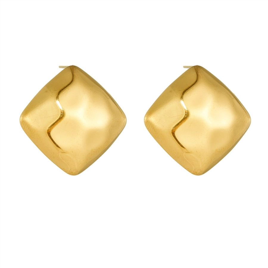 Square Stud Earrings [304 Stainless Steel, 18K Gold Plated]