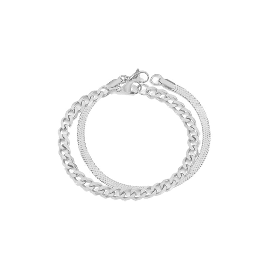 Double Chain armbånd [rustfritt stål, 18K gullbelagt]