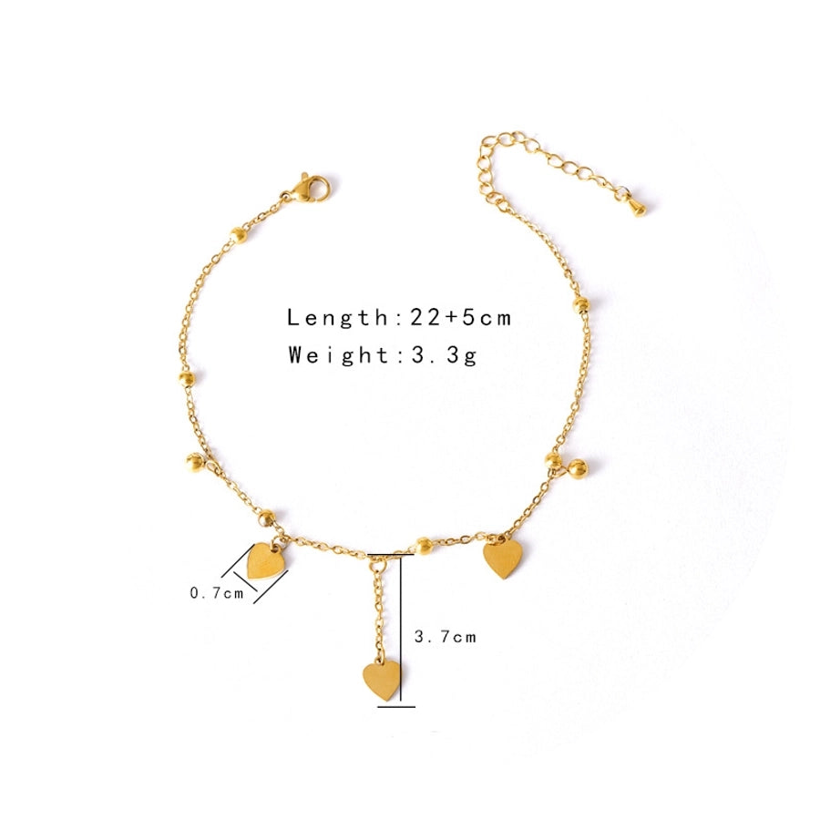 Heart Shape Anklet [304 Stainless Steel, 18K Gold Plated]