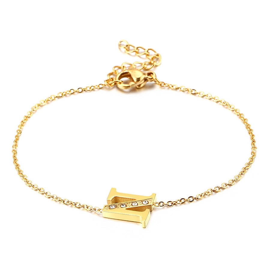 Letter Bracelets [304 Stainless Steel,18K Gold Plated]