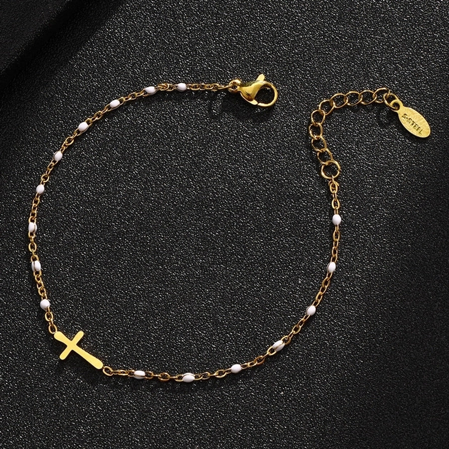 Cross Small Stones Bracelet [Stainless Steel]