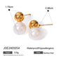 Round Artificial Pearl Earrings [304 Stainless Steel,18K Gold Plated]